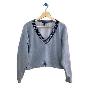 Forever 21 V Neck Long Sleeve Adjustable Waist Sweatshirt | Gray